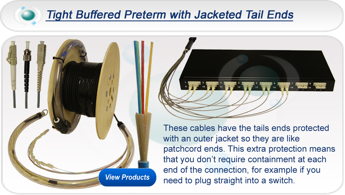 Tight Buffered Preterms with 1.8mm Jacketed Tail Ends